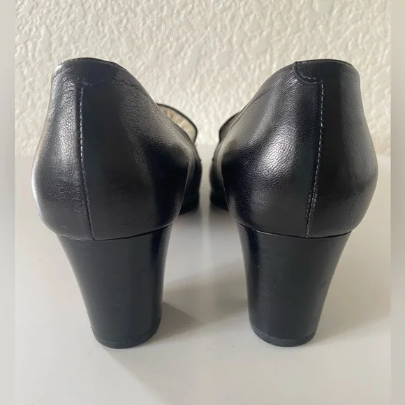 Bally Hampton Pump Women's Black Leather Styleflex Slip On Loafer Heel Italy - Picture 5 of 7